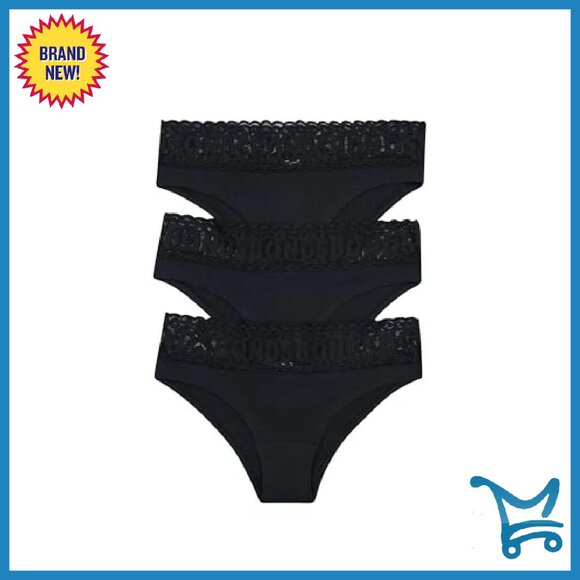 Women's Cheeky Panties 3-Pack, Lace Waistband, Cotton Blend, Low Rise - Picture 4 of 7